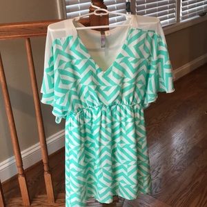 Myan dress. Mint green and white pattern. EUC